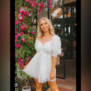 NWT Colby Puff Sleeve dress in ivory eyelet